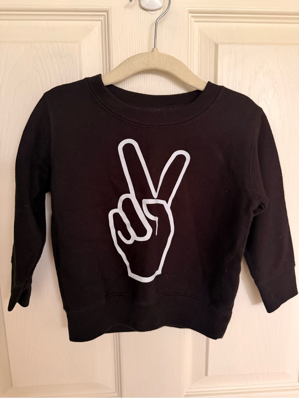 Rabbit Skins Black Sweatshirt with Peace Hand Graphic